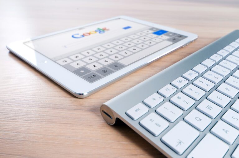 Website Audit: Picture of an ipad and keyboard with browser open to google site